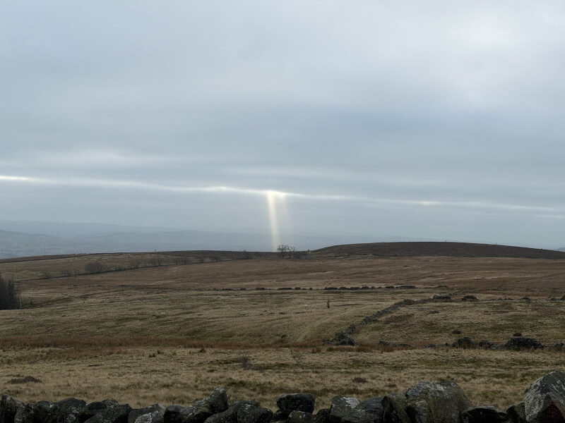 View of some sunbeams from Easington Fell