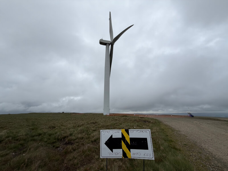 Damaged wind turbine at Scout Moor