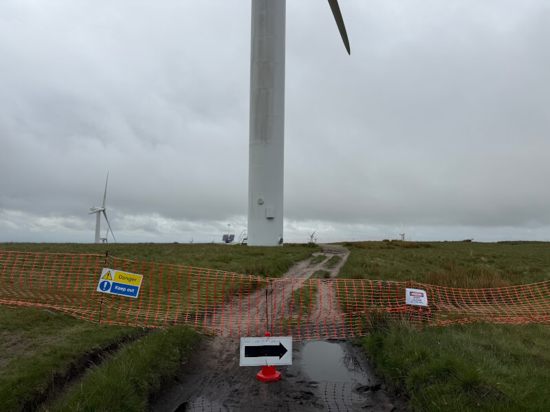 Damaged wind turbine at Scout Moor